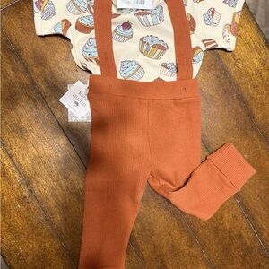 Cupcake Print Baby Outfit with Orange Pants